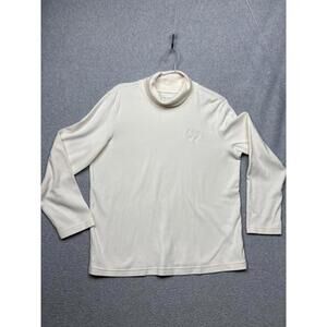 Blair Preppy Log Turtle Mock Neck Long Sleeve Top Womens Large Ivory Classic